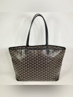 Goyard Artois MM Tote Bag Goyardine Coated Canvas and Leather Black Brown
